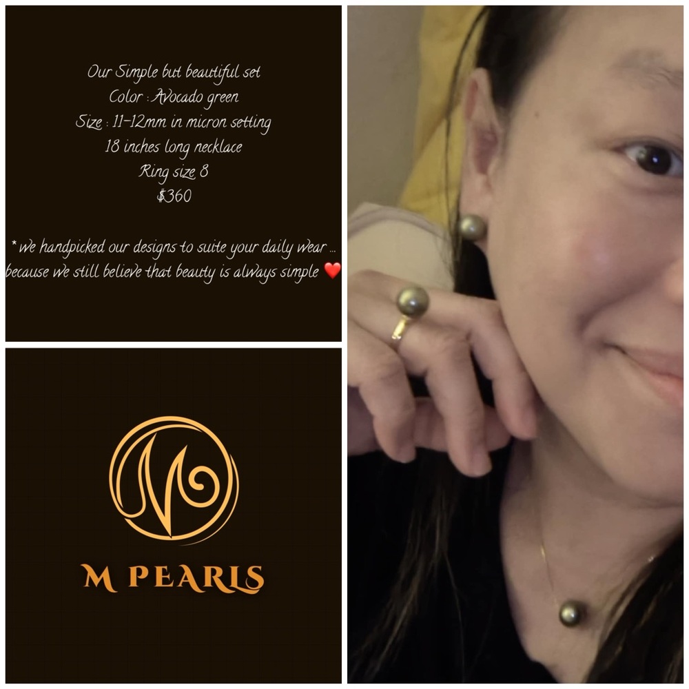 M Pearls Arvado Green Jewelry Set
